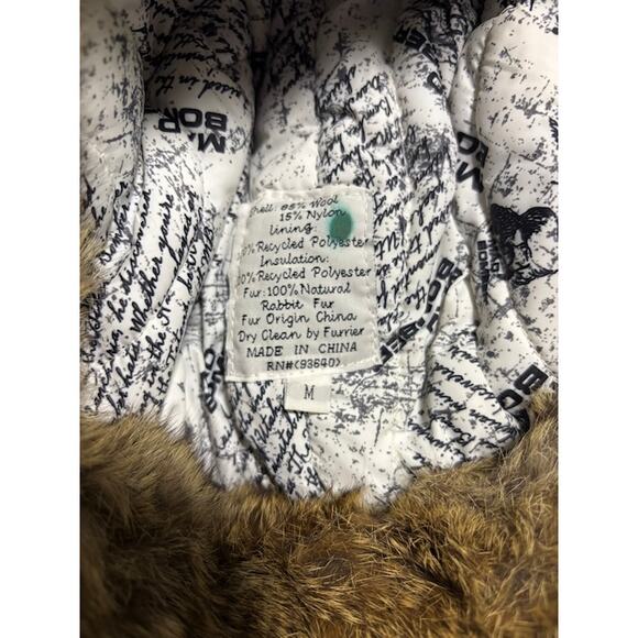 Mad Bomber trapper hat red black buffalo plaid rabbit fur lined cap sz med wool - Picture 5 of 5